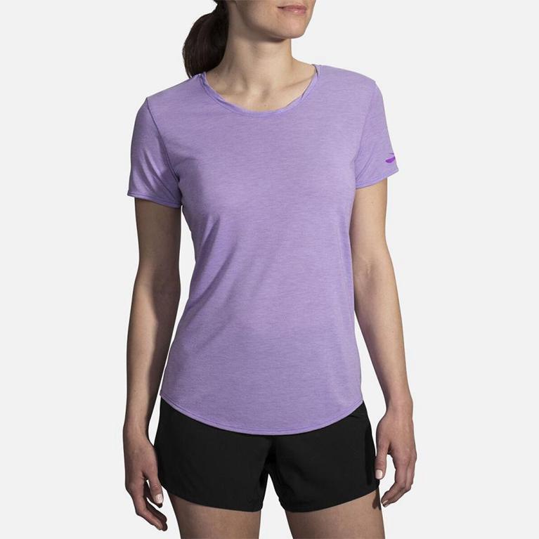 Brooks Distance Womens Short Sleeve Running Shirt - Purple - Indonesia (ZVXO-91870)